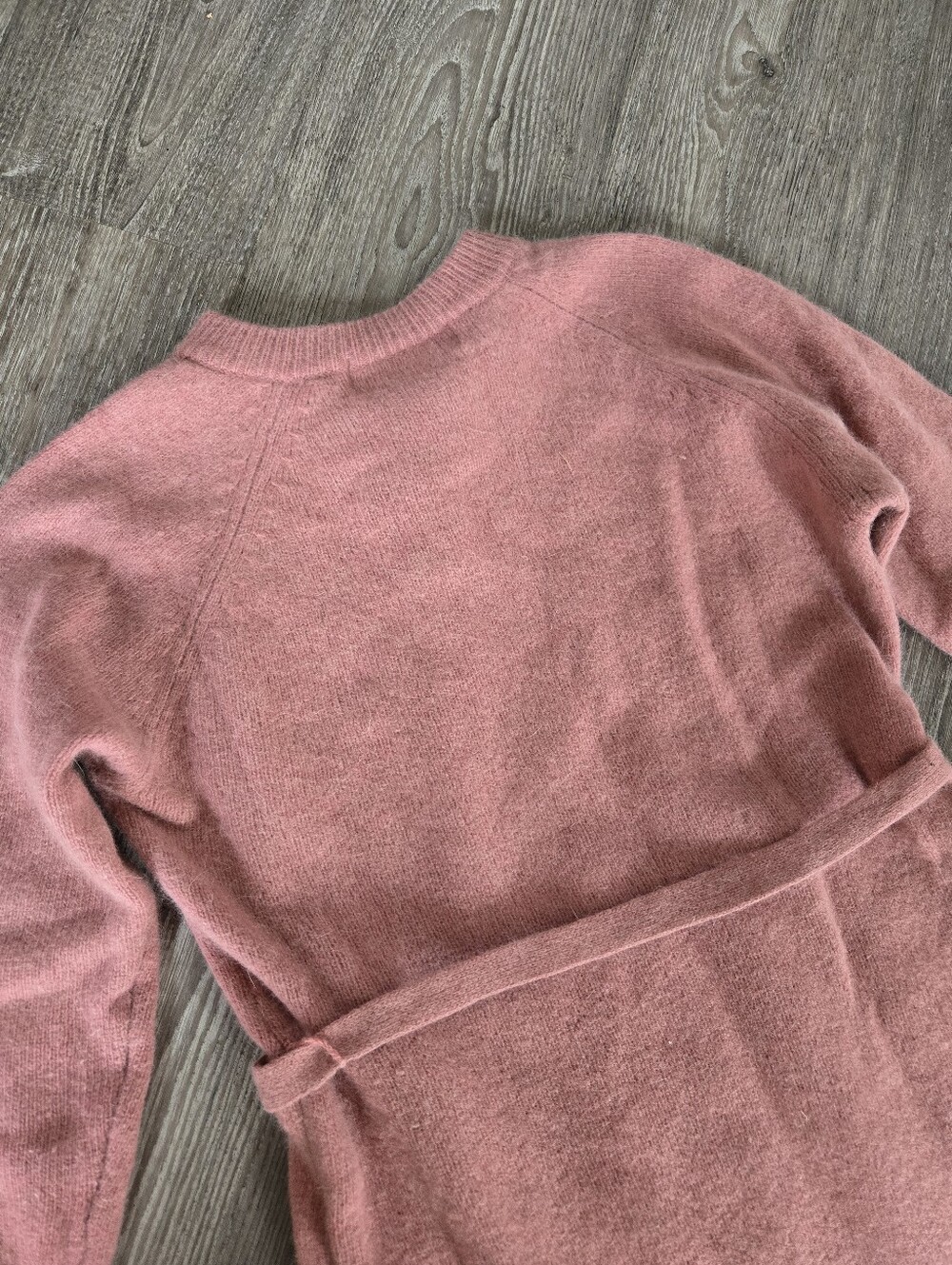 Vintage Margo Boutique Angora Lambswool Knit Dress Pink Henley Midi Size 15/16 - Picture 9 of 10